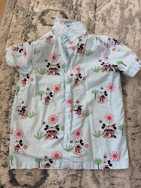 Janie and Jack Light Blue Mickey & Minnie Button-Down Shirt